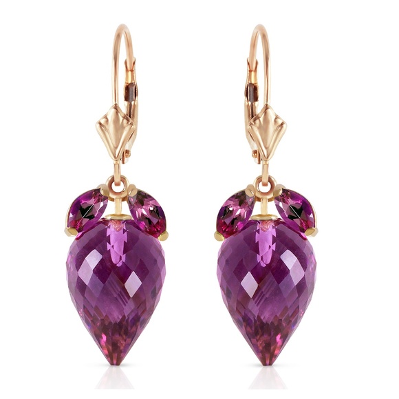 Galaxy Gold Products Jewelry - EARRING WITH DANGLING POINTY BRIOLETTE AMETHYSTS